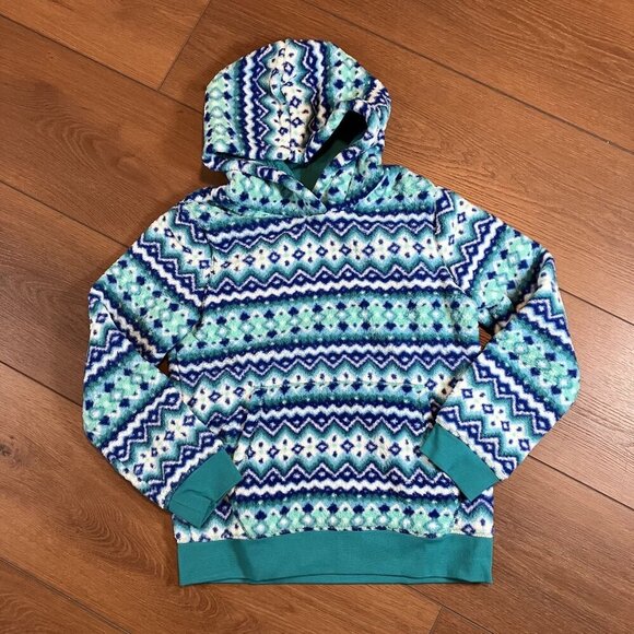 Lands' End NWT Kids Blue, Green, White Fleece Hoodie Size L (10-12) - Picture 1 of 8
